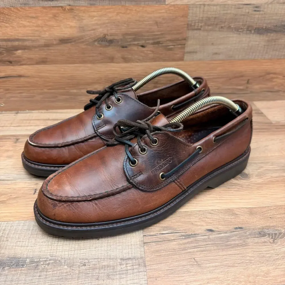 Vtg Sebago Docksides men size 11W Brown Leather Boat Shoes Non Marking Sole